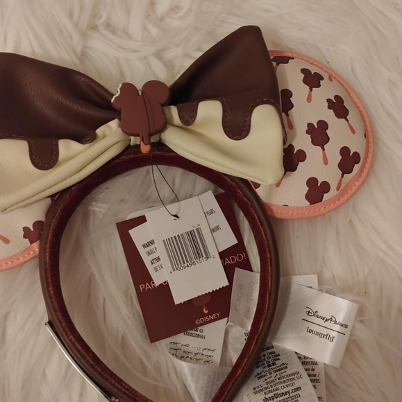 🤎FIRM! NWT DISNEY PARKS LOUNGEFLY MICKEY ICE CREAM BAR MINNIE MOUSE EAR HEADBAN - Picture 6 of 12